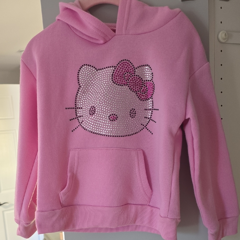 Hello Kitty Light Pink Hooded Kids Pullover with Rhinestone Graphic Size: 4T
